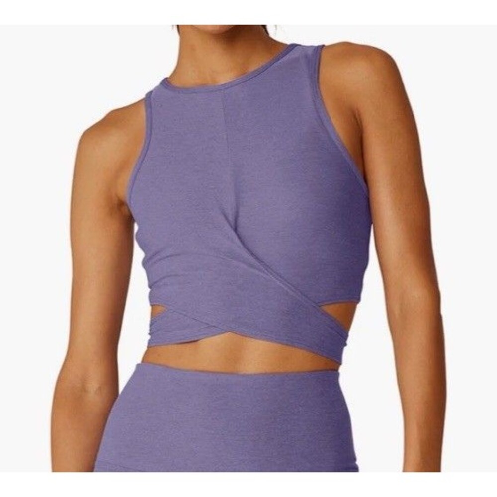 Beyond Yoga Featherweight Embrace Cropped Tank Size XL Indigo Purple Gym Top